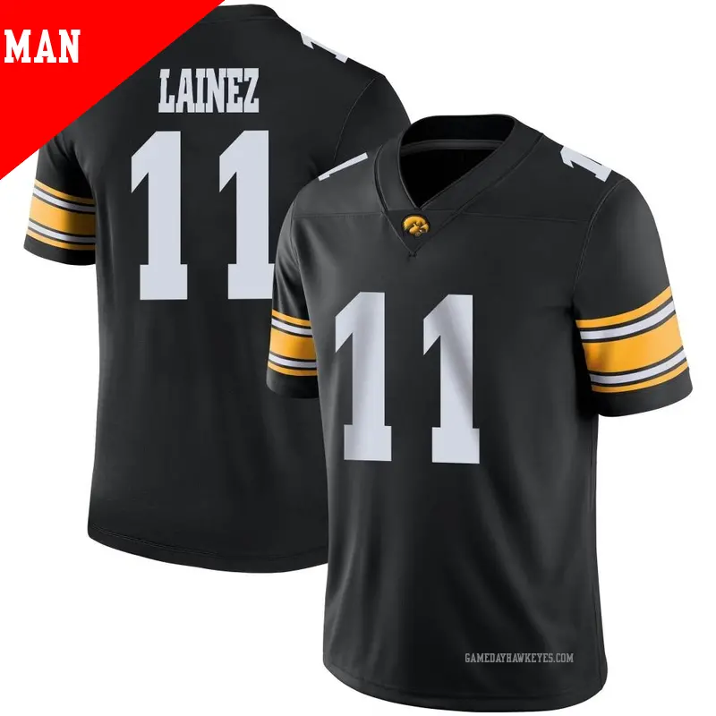 Men's ＃11 Marco Lainez Iowa Hawkeyes Game Black Football Jersey