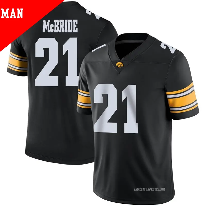 Men's #21 Watts McBride Iowa Hawkeyes Game Black Football Jersey Men's #21 Watts McBride Iowa Hawkeyes Game Black Football Jersey