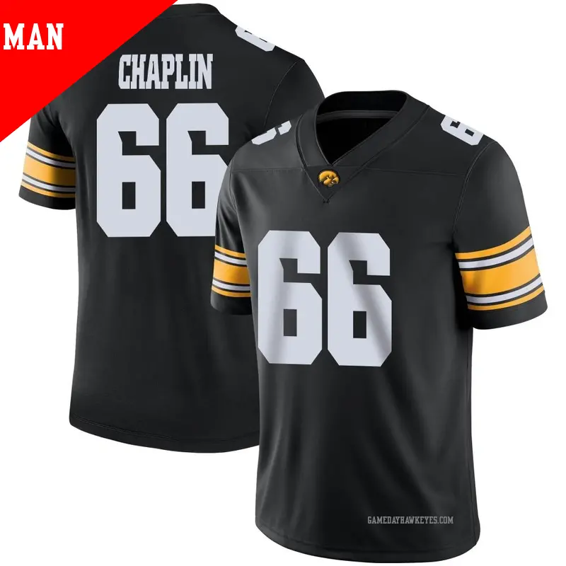 Men's #66 Jeremy Chaplin Iowa Hawkeyes Game Black Football Jersey Men's #66 Jeremy Chaplin Iowa Hawkeyes Game Black Football Jersey