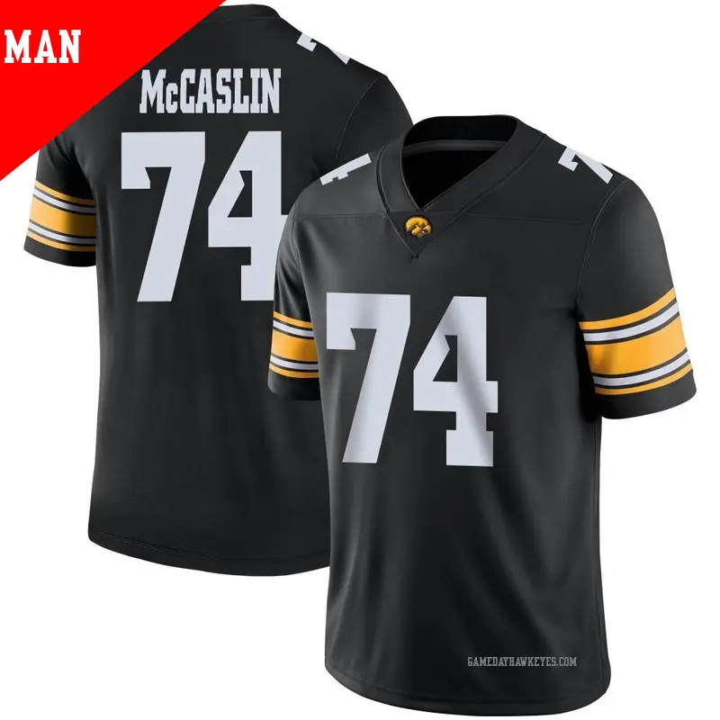 Men's #74 Bodey McCaslin Iowa Hawkeyes Game Black Football Jersey Men's #74 Bodey McCaslin Iowa Hawkeyes Game Black Football Jersey