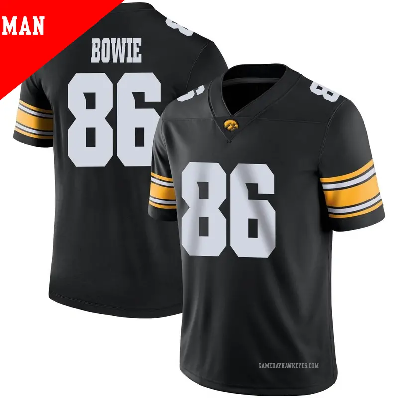 Men's #86 Jeff Bowie Iowa Hawkeyes Game Black Football Jersey Men's #86 Jeff Bowie Iowa Hawkeyes Game Black Football Jersey