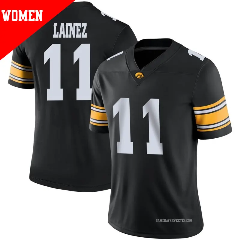 Women's ＃11 Marco Lainez Iowa Hawkeyes Game Black Football Jersey