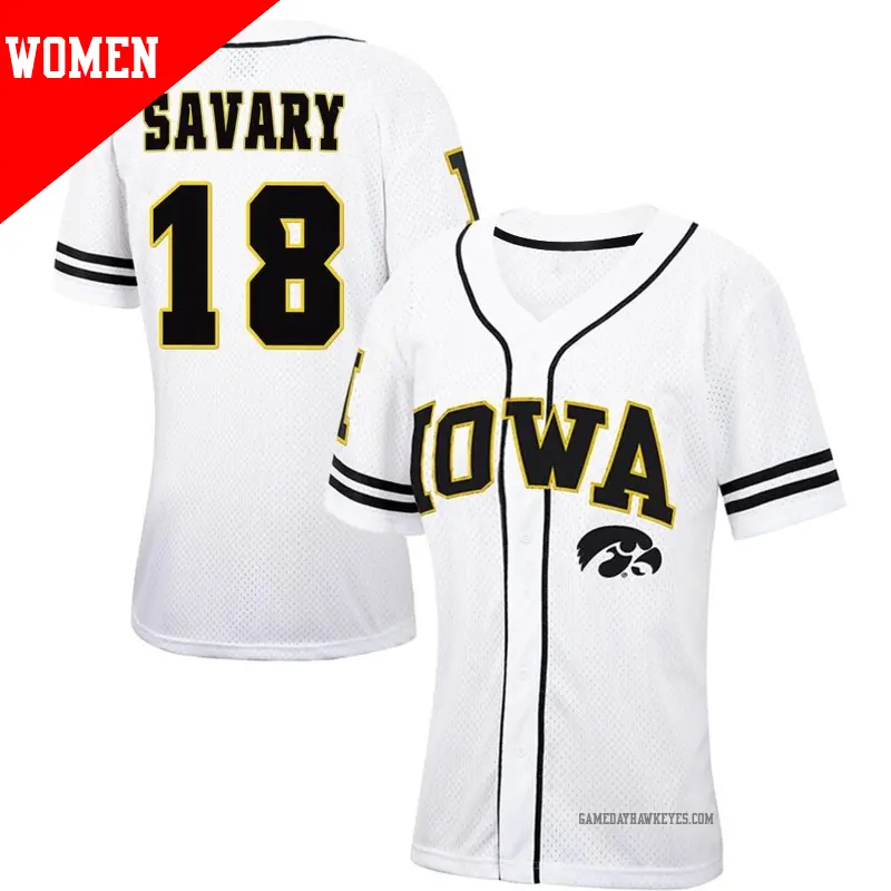 Women's ＃18 Aaron Savary Iowa Hawkeyes Replica White/Black Colosseum Free Spirited Baseball Jersey