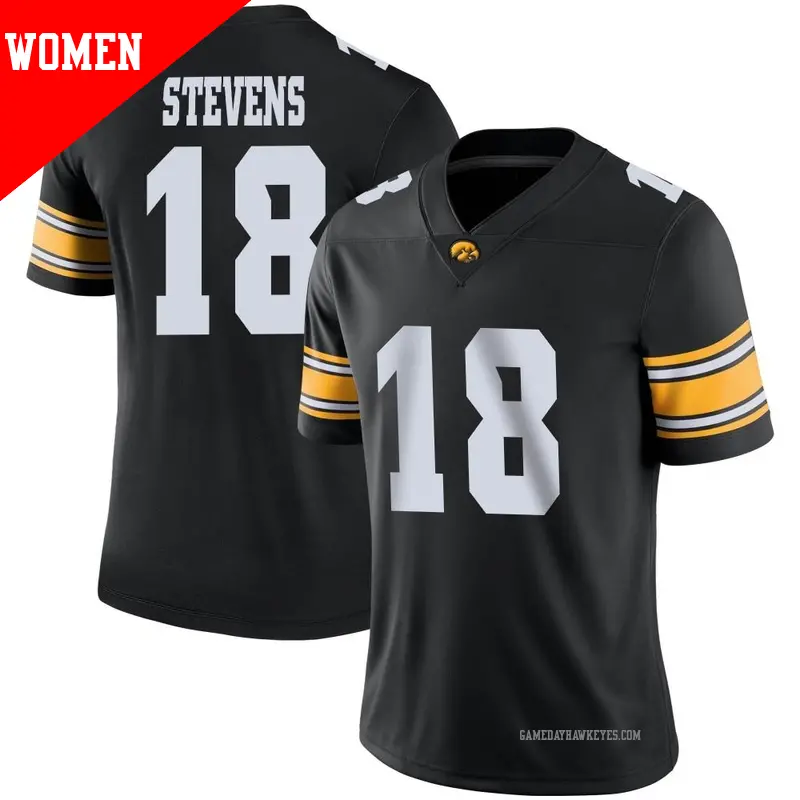 Women's #18 Drew Stevens Iowa Hawkeyes Game Black Football Jersey Women's #18 Drew Stevens Iowa Hawkeyes Game Black Football Jersey