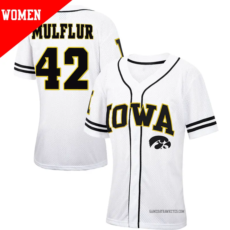Women's #42 Will Mulflur Iowa Hawkeyes Replica White/Black Colosseum Free Spirited Baseball Jersey Women's #42 Will Mulflur Iowa Hawkeyes Replica White/Black Colosseum Free Spirited Baseball Jersey