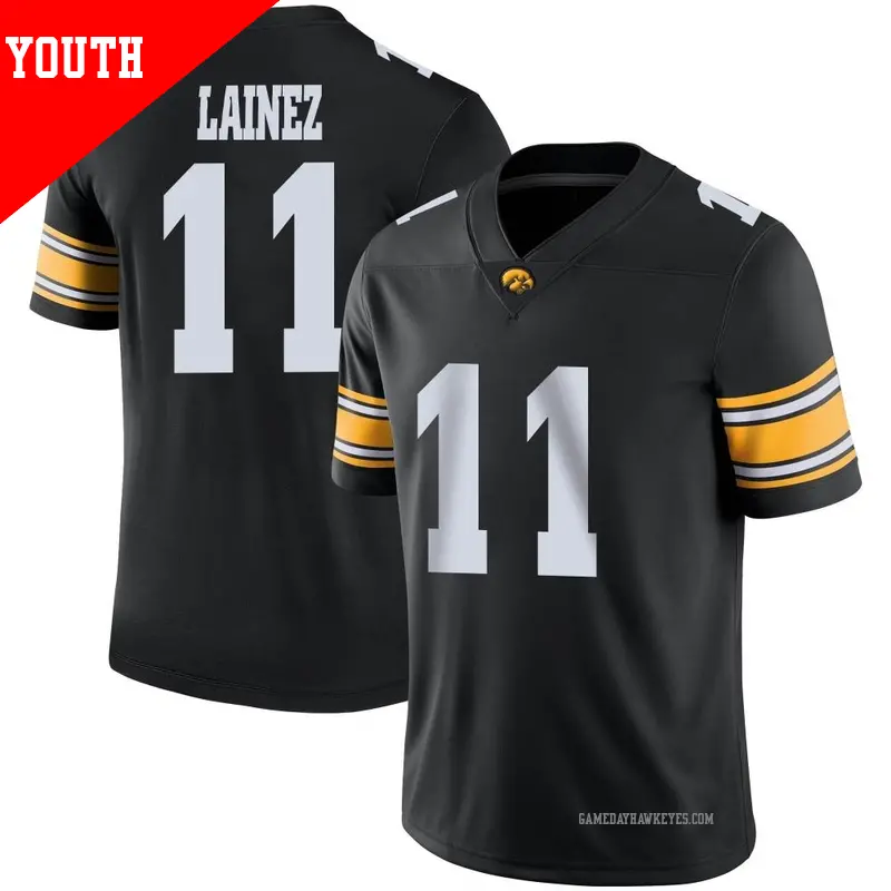 Youth ＃11 Marco Lainez Iowa Hawkeyes Game Black Football Jersey