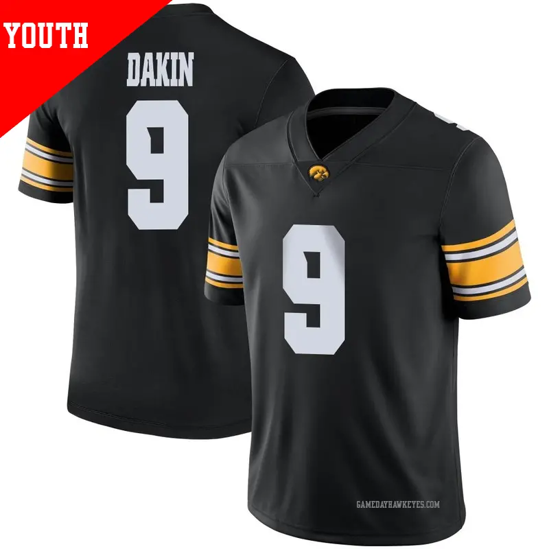 Youth #9 Rhys Dakin Iowa Hawkeyes Game Black Football Jersey Youth #9 Rhys Dakin Iowa Hawkeyes Game Black Football Jersey